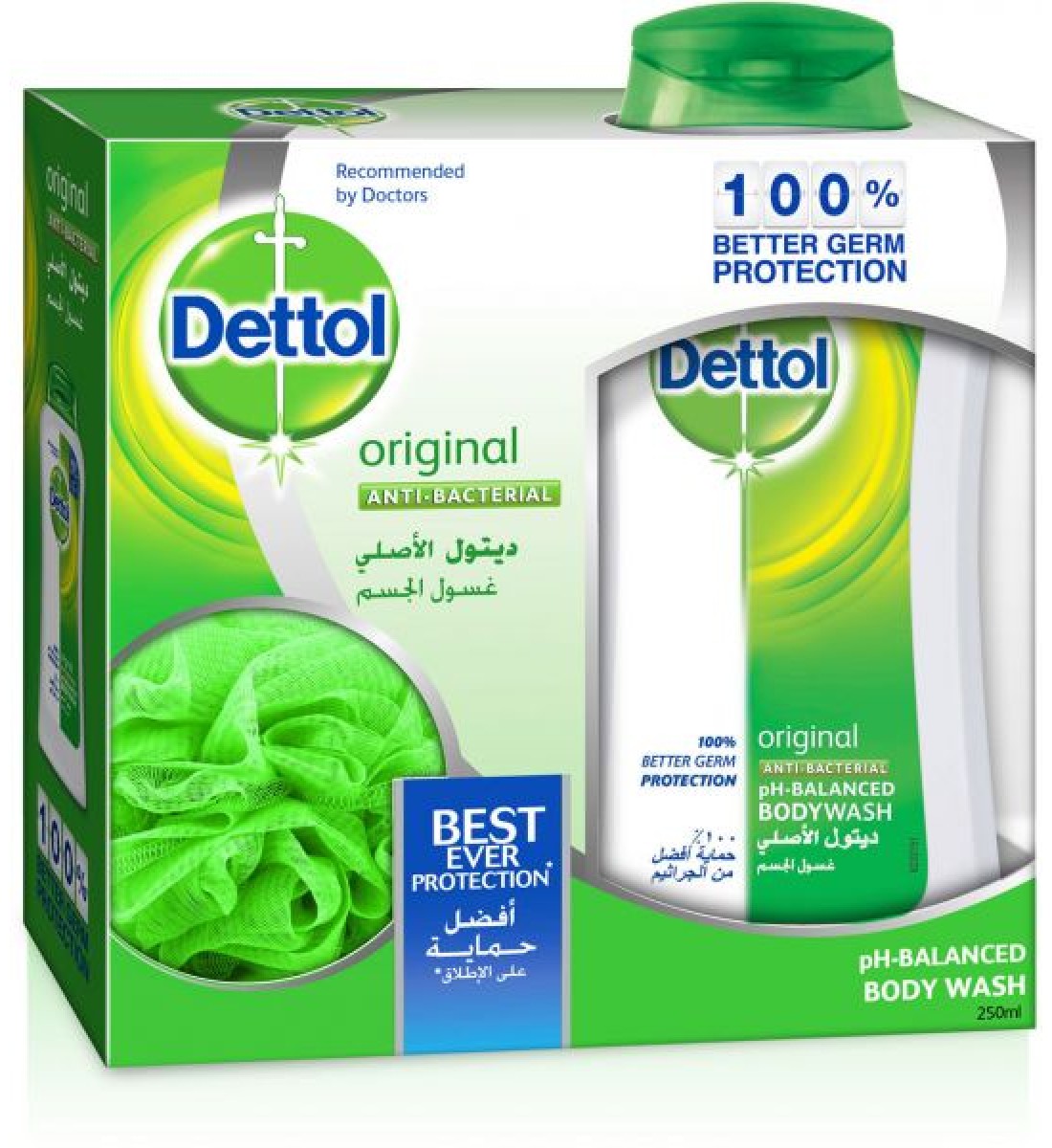 ديتول - غسول للجسم سائل مضاد للبكتيريا ، 250 مل مع نفخة